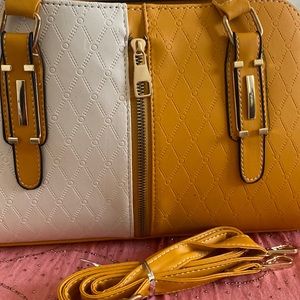 Half White and half yellow bag